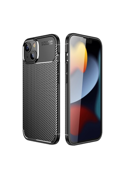 Apple iPhone Uyumlu - 14 Plus Kılıf Auto Focus Karbon Kapak - Siyah