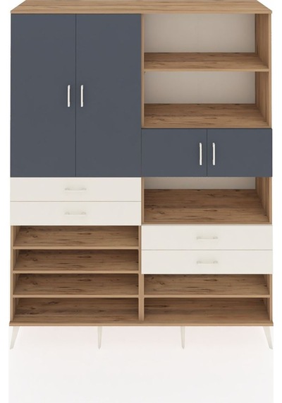 Hyperion Gardrop 11 Raflı 4 Çekmeceli 4 Kapaklı 176x44x221 Çam-antrasit/aytaşı Beyaz Hyperion Gardrop 11 Raflı 4 Çekmeceli 4 Kapaklı 176x44x221 Çam-antrasit/aytaşı Beyaz