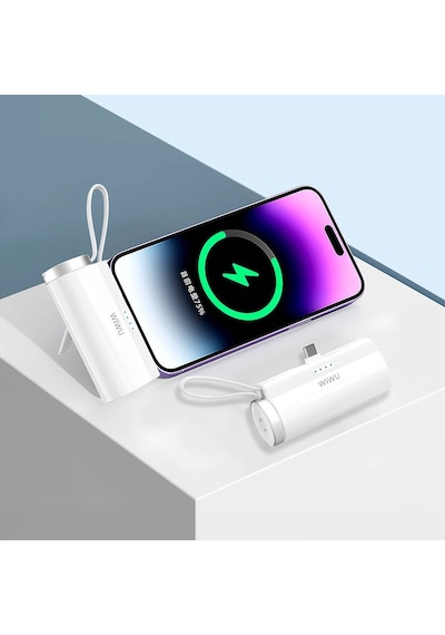 Wiwu Wi-W026 Capsule Serisi 2in1 Mini Taşınabilir Standlı Askılı Type-C PD 5000 MAh Powerbank