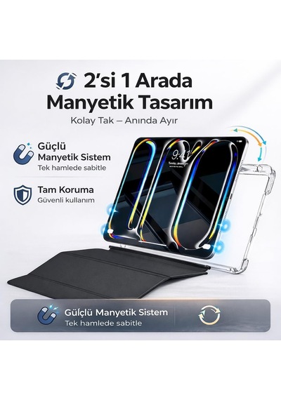 İpad Pro 13 İnç İle Uyumlu A2925 A3360-a3361-a2926 Kalem Bölmeli, Ayrılabilen Airbagli Kolay Tak Çıkar, 6 Farklı Duruş Pozisyonu, Köşe Korumalı, Yarı Saydam, Katlanır Tablet Kılıfı İpad Pro 13 İnç İle Uyumlu A2925 A3360-a3361-a2926 Kalem Bölmeli, Ayrılabilen Airbagli Kolay Tak Çıkar, 6 Farklı Duruş Pozisyonu, Köşe Korumalı, Yarı Saydam, Katlanır Tablet Kılıfı