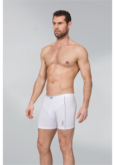 12 Adet Beyaz Renk Biyeli Modal Boxer Beyaz