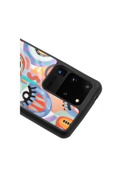 Samsung Uyumlu S20 Ultra Suluboya Retro Göz Tasarımlı Glossy Telefon Kılıfı Çok Renkli