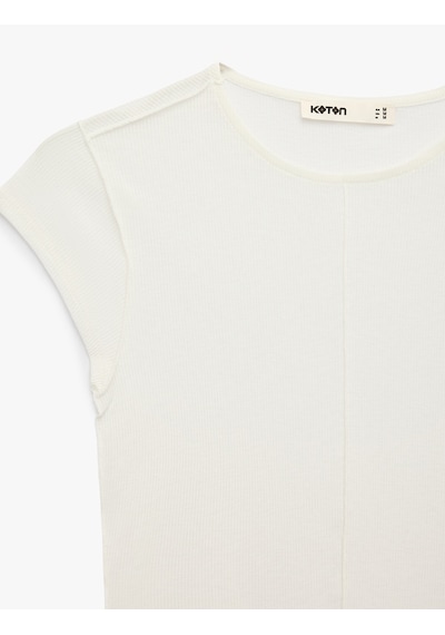Koton Dikiş Detaylı Slim Fit Fitilli Kap Kol Bluz Kırık Beyaz 6sak70032uk Ekru