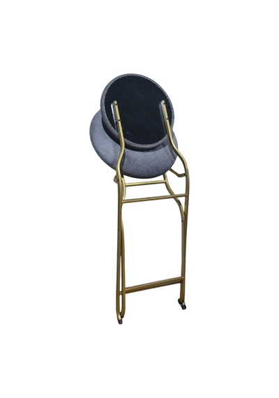 Katlanabilir Gri Kumaş Gold Metal Sandalye Altın