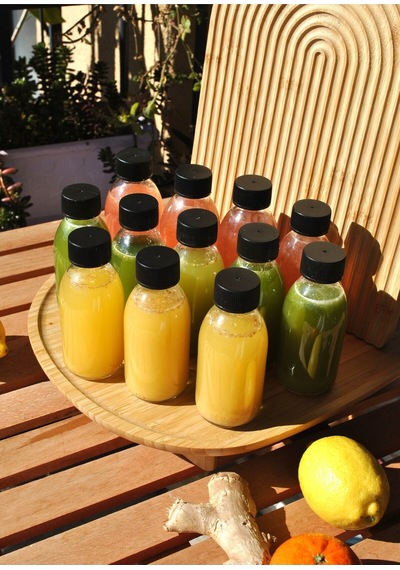 10 Adet Cam Şişe 125 Ml Detoks Gınger Shot Şişesi Detox Meyvesuyu Siyah