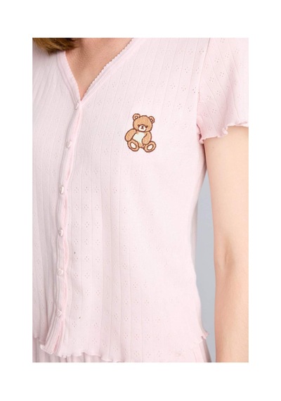 Defacto Regular Fıt Kısa Kollu Ayıcıklı 2li Pembe Pijama Takım H6328ax26smpn436 Pembe-pn436