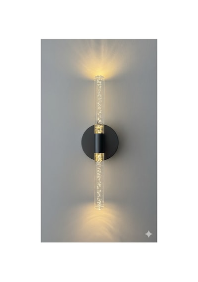 Bubbleflux Medium 40 Cm Modern Tasarım Led Aplik - Duvar Lambası - Siyah - Pilli - Günışığı Siyah Pilli