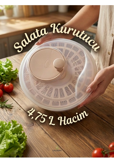 Salata Ve Sebze Kurutucu 4,75 Litre Salata Kurutucu Şeffaf