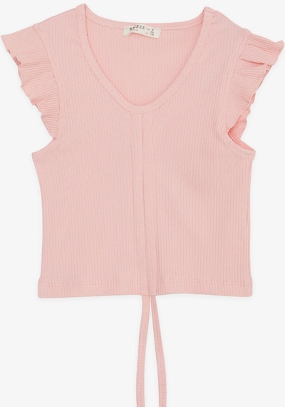 Breeze Kız Çocuk Crop Tişört Bağcıklı Fırfırlı 8-14 Yaş, Somon-somon Somon