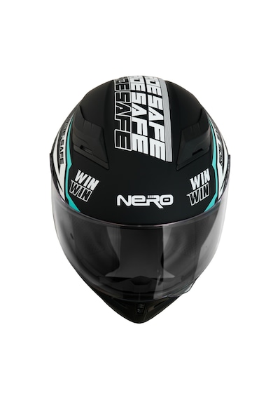 Gp Nero Mks003-mbb2g Güneş Vizörlü Şeffaf Full Face Motosiklet Kaskı Siyah Beyaz Mavi