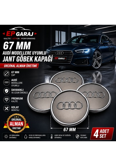 Audi Modellere Uyumlu 67 Mm Jant Göbek Kapağı 4 Adet Set Orijinal Alman Üretimi