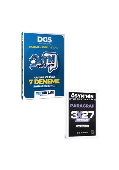 Yediiklim 2027 Dgs Sayısal Sözel Yetenek Ösym Ne Sorar Tamamı Çözümlü Fasikül 7 Deneme+ Evp Akademi Paragraf