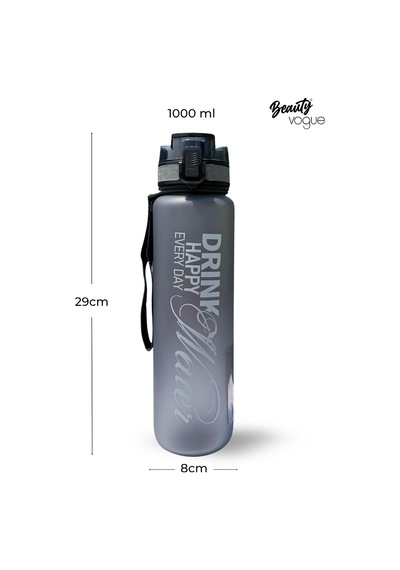 Su Matarası 1l - Bpa İçermez Tritan Motivasyonel Suluk - Okul - Spor - Kamp - Pro Matara Siyah Diğer
