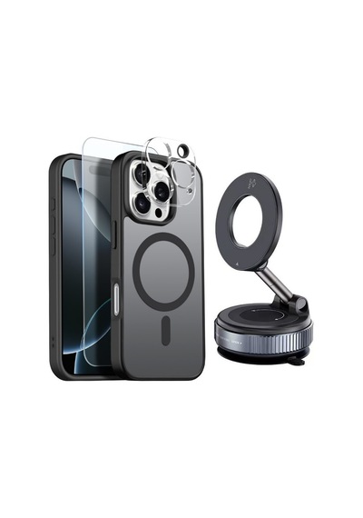 Teleplus Apple, Uyumlu iPhone 16 Pro Kılıf 4-1 Kombin Set Kapak Siyah