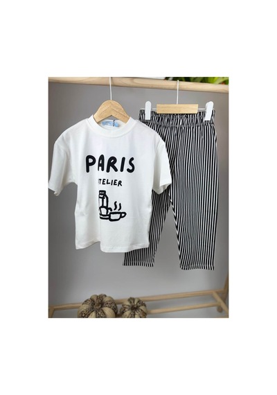 Poala Kids Unisex Paris Atelier Takım Siyah - Beyaz