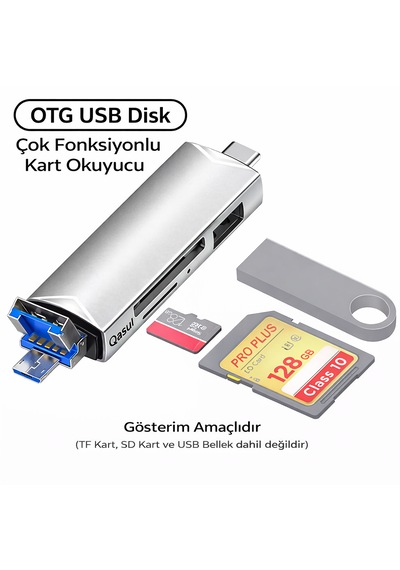 6 Sı 1 Arada Otg Kart Okuyucu Type-c Usb 3.0 Sd / Tf / Usb Çok Fonksiyonlu Adaptör
