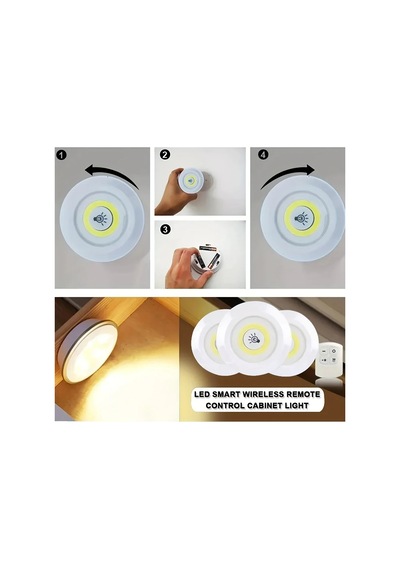 Uzaktan Kumandalı Yapışkanlı 3&amp 39 Lü Led Spot Lamba 5468 Çok Renkli