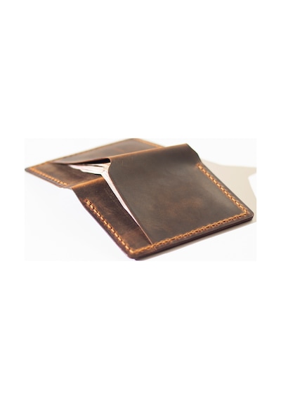 Kişiye Isme Özel Bifold Dik Para Bölmeli Deri Cüzdan Camel