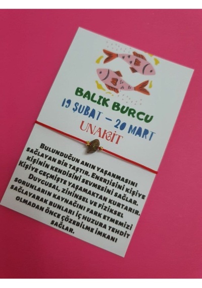 Gümüştel El Sanatları Sertifikalı Balık Burcu Unakit Doğal Taşlı Ip Burç Bilekliği Çok Renkli