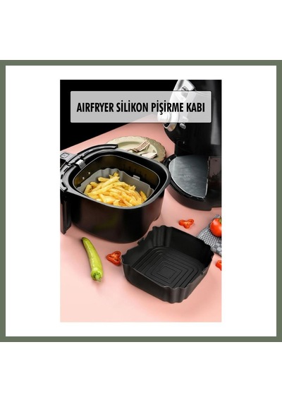 Bezos Bütün Airfryer'lere Uyumlu Siyah Silikon Pişirme Kabı Bezos1