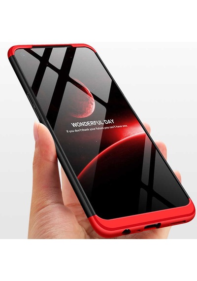 Realme 7 Kılıf Zore Ays Kapak Siyah-Kırmızı