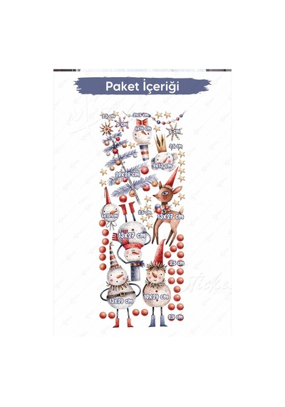 Eğlenceli Kardan Adamlar Ağaç Ve Yeni Yıl Figürleri Yılbaşı Sticker Seti,eğlenceli Cam Duvar Sticker Dijital Baskı