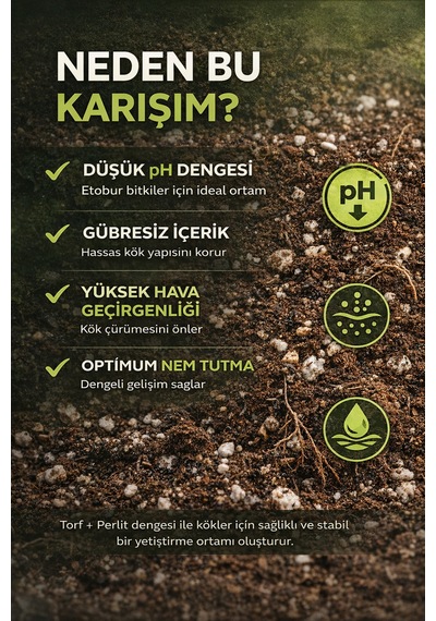 Etobur Bitki Toprağı 5 Litre Düşük Ph Torf Perlit Karışımı Gübre İçermez, Profesyonel Substrat