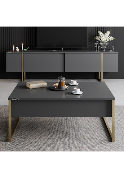 Luxe Gold Demir Ayaklı Antrasit Orta Sehpa Antrasit - Gold Luxe Gold Demir Ayaklı Antrasit Orta Sehpa Antrasit - Gold
