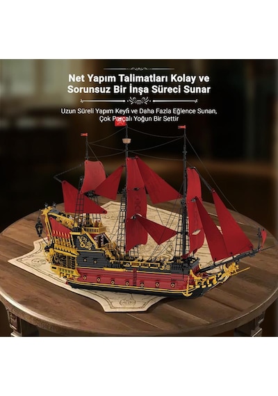 Reobrix 66049 Kraliçe Anne'nin İntikamı Gemi Yaratıcı Yapı Blok Seti Building Blocks Revenge Sailing Ship - 5666 Parça
