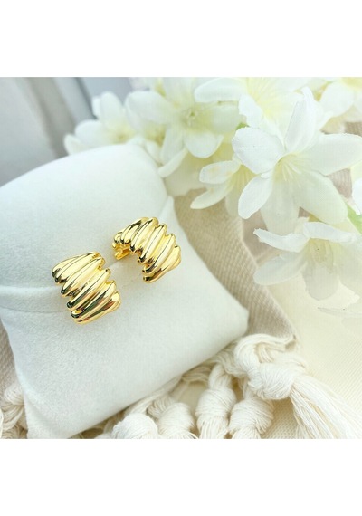 Kadın Trend Küpe Çizgi Model 316 L Paslanmaz Çelik Gold