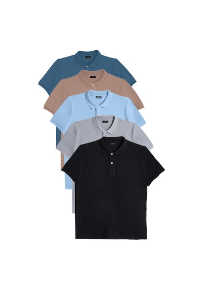 Tudors Erkek 5'li Paket Siyah-mavi-gri-vizon-petrol Slim Fit Pamuklu Düz Pike Polo Yaka Tişört-37577 Multi Tudors Erkek 5'li Paket Siyah-mavi-gri-vizon-petrol Slim Fit Pamuklu Düz Pike Polo Yaka Tişört-37577 Multi