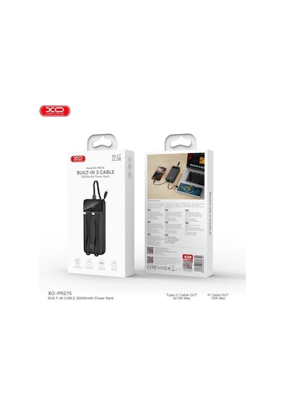 20000mah 22.5w+20w 3 Çıkışlı Dijital Ekranlı Hızlı Şarj Destekli Powerbank Beyaz