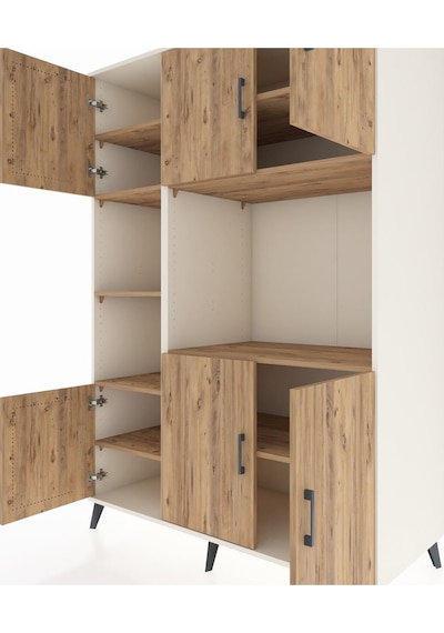 Kronos Dolap 9 Raflı 6 Kapaklı 132x59x195 Aytaşı-çam/çam Aytaşı