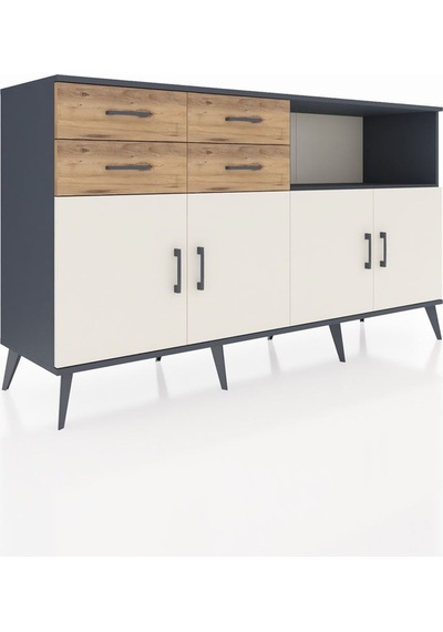 Hyperion Konsol 4 Raflı 4 Çekmeceli 4 Kapaklı 176x44x99 Antrasit- Antrasit-aytaşı/çam Hyperion Konsol 4 Raflı 4 Çekmeceli 4 Kapaklı 176x44x99 Antrasit- Antrasit-aytaşı/çam