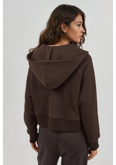 Hiccup Rahat Kesim Kapüşonlu Fermuarlı Hoodie Kahve Kahvesi