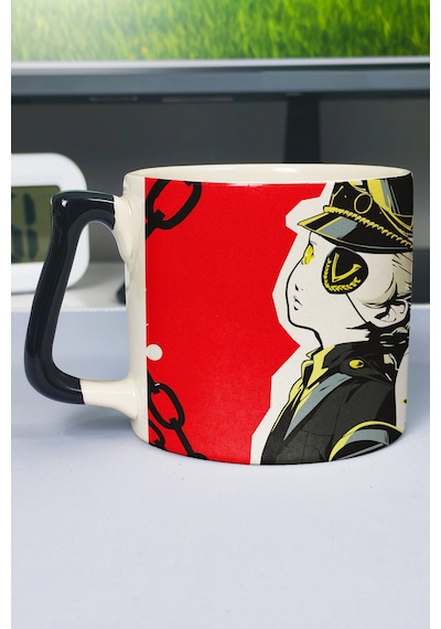 Persona 5 Baskılı Seramik Lüks Kupa 1 Adet Özel Siyah Kulp Dalga Kulp V5d Çok Renkli