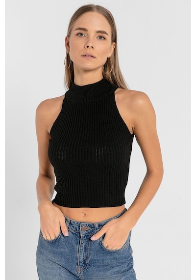 Miss Poem Kadın Boğazlı Balıkçı Yaka Kolsuz Kısa Açık Mavi Triko Crop Siyah Miss Poem Kadın Boğazlı Balıkçı Yaka Kolsuz Kısa Açık Mavi Triko Crop Siyah
