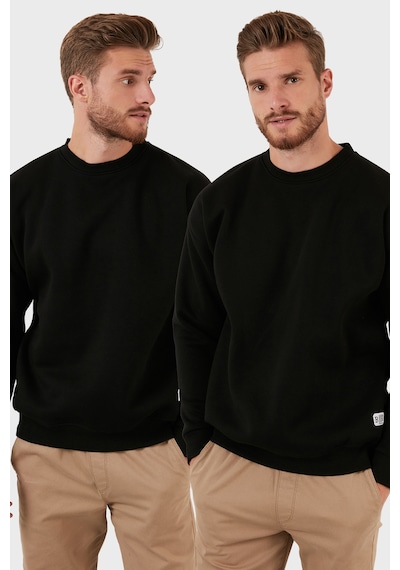 Buratti Regular Fit Bisiklet Yaka Şardonlu 2'Li Paket Erkek Sweat 5905255S2 Siyah-Siyah