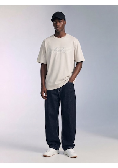 LTB Silver Logo Baskılı Regular Bej T-shırt Gri