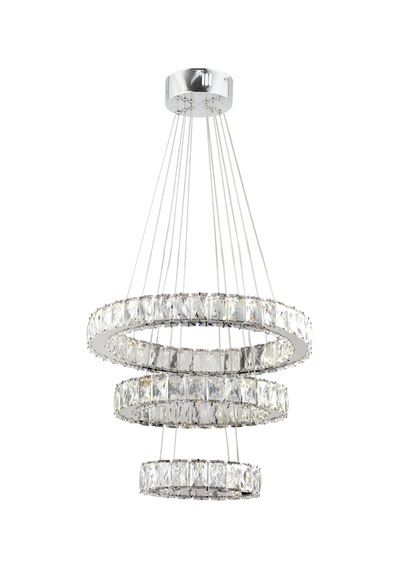 ZİLLA 3'LÜ MODERN SARKIT KRİSTAL TAŞLI LED AVİZE - 3 RENK KUMANDALI - ( Beyaz - Sarı - Gün Işığı )