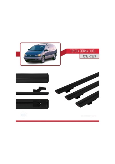 Toyota Sienna Xl10 1998-2003 Arası İle Uyumlu Basic Model Ara Atkı Tavan Barı Siyah 3 Adet