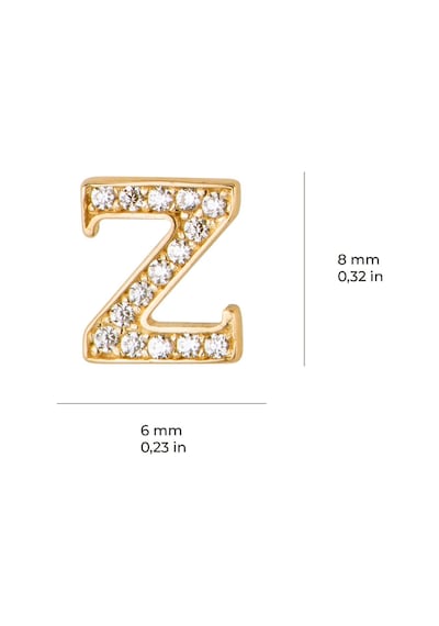 14 Ayar Altın Taşlı Z Harf Küpe 0,56 Gr-6027