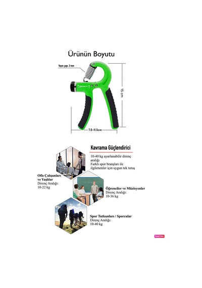 Avessa 10-60 Kg Kaymaz Yüzey El, Bilek, Parmak Ön Arka Kol Yayı