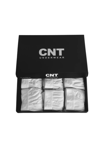 Cnt Erkek Slip Külot Boxer Bel Likralı 6'lı Premium Kutuda Beyaz Beyaz