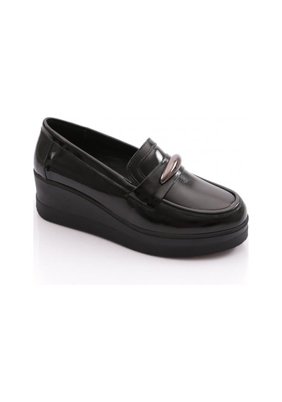 Dgn 618 Kadın Loafer Ayakkabı Siyah Rugan