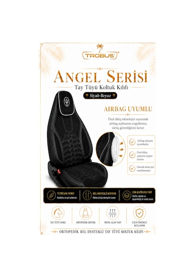 Audi Q7 2006-2015 Uyumlu Angel Serisi Siyah Beyaz Oto Koltuk Kılıfı