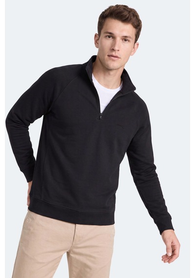Slazenger Malika Siyah Fermuarlı Dik Yaka Erkek Sweatshirt