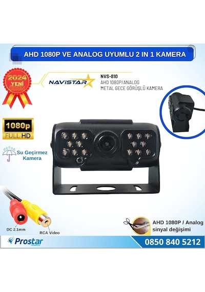 Ahd 1080p Ve Analog Pal Çevirilebilir 16 Ir Ledli Gece Görüşlü Full Hd Araç Kamerası