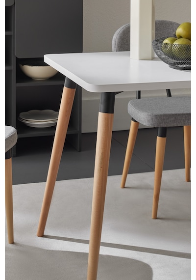 Enza Home Palladio Mutfak Masası, Naturel Ahşap Ayaklı - Beyaz