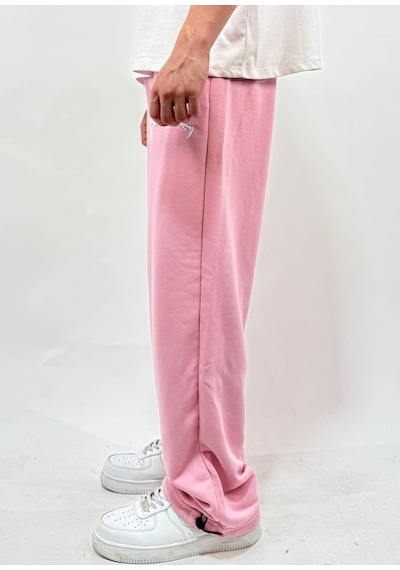 Zaee Syncl Yazlık Nakışlı Ayarlanabilir Baggy Eşofman Altı Pembe